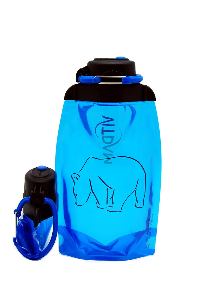Skladacia ekologická fľaša, modrá, objem 500 ml (článok B050BLS-1301) s obrázkom