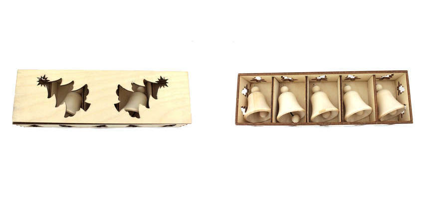 Holzrohling für Kreativität, Neujahrsset Weihnachtsbaumboxen 5 Stück Box 24 * 7 * 4 / 5cm / Spielzeug 5-6cm