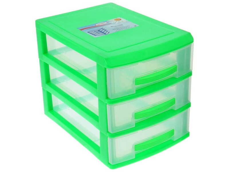 Mini chest of drawers Rossplast 3 tier Light Green-Transparent