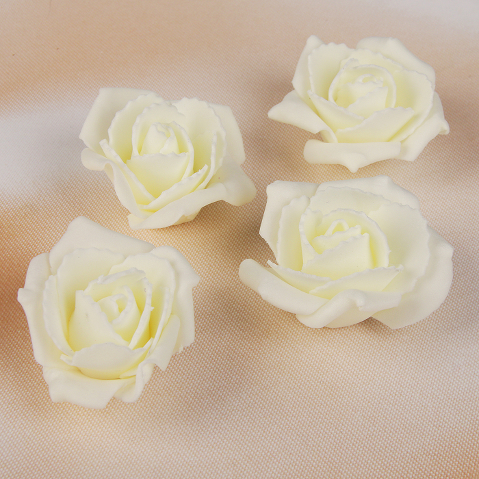 Bow-flower wedding from foamiran handmade D-5 cm 4 pieces color beige
