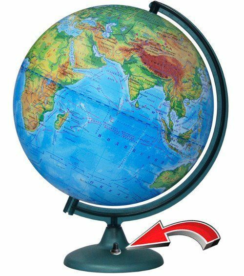 Globus fizyczny, podświetlany z baterii, 320 mm