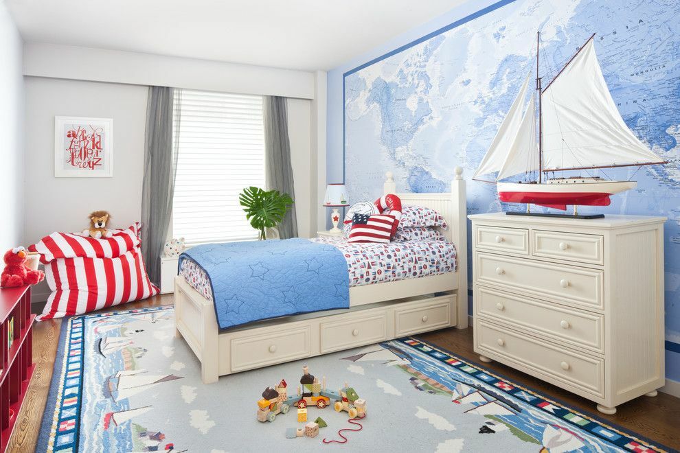 Children's room design in blue tones