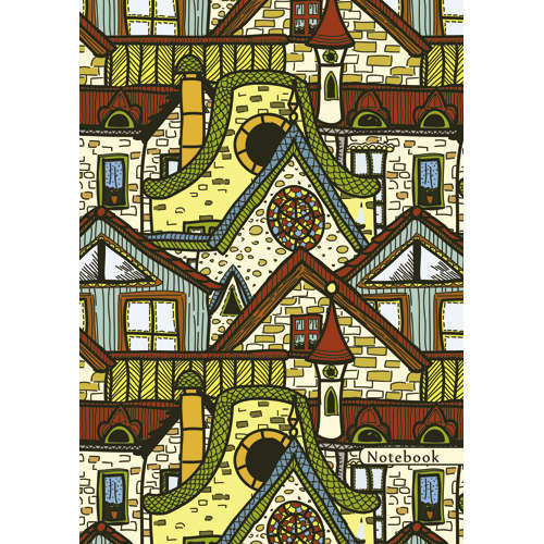 Kladblok, 64l. A6 (110 * 145) Exmo Ornament. Kleine huizen harde kaft