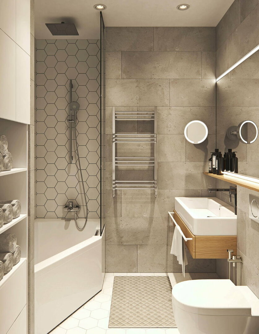 Kompaktiška santechnika minimalistiniame vonios kambaryje