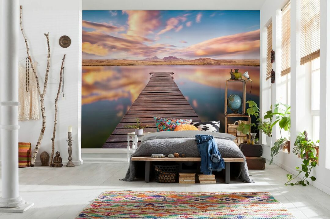 Wall murals expanding the space for the bedroom: roses, peonies, cars and other options
