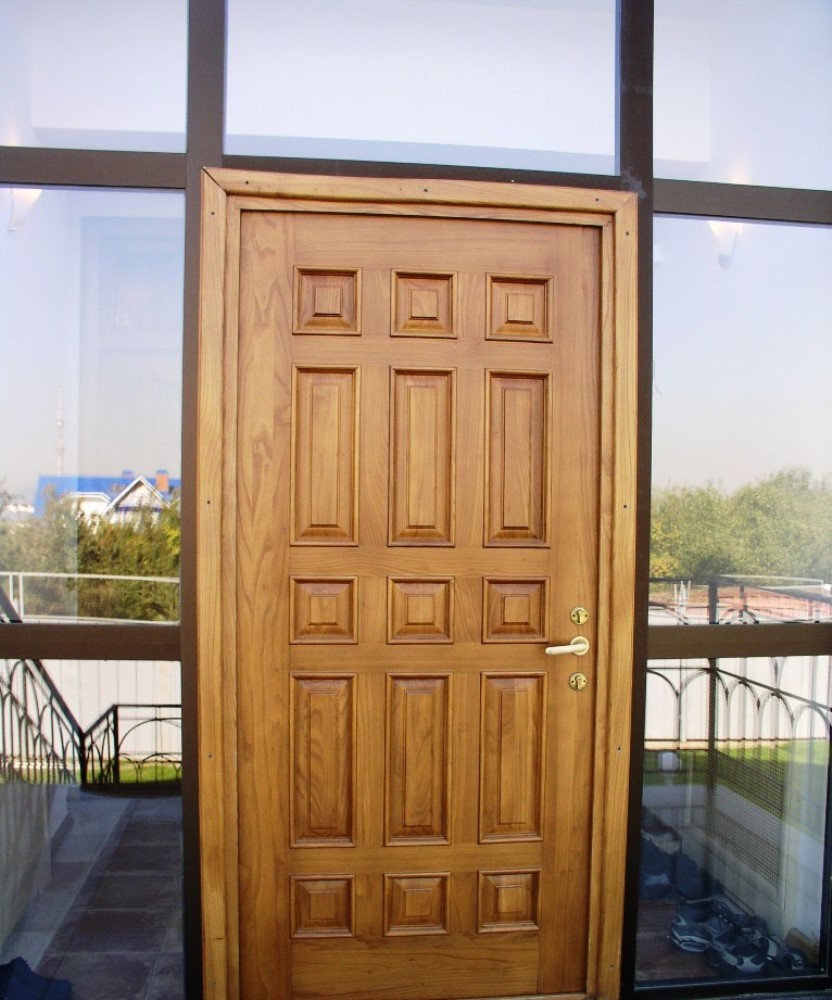 wooden entrance door made of oak