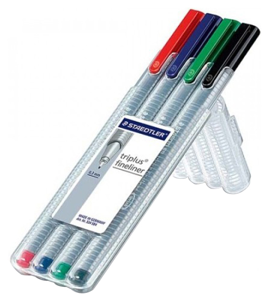 Kapilāru pildspalvu komplekts Triplus, nab, 4 krāsas plastmasa, kaste Staedtler