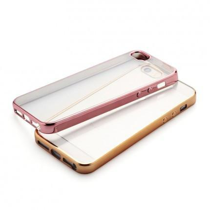 Siliconen cover-overlay voor Apple iPhone SE/5S/5 met bumper (rosé goud)