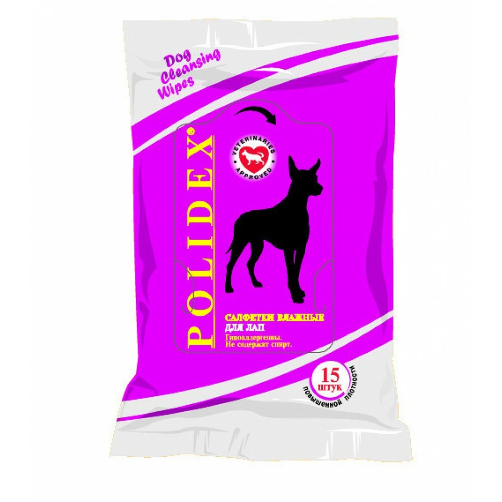 Vochtige doekjes voor honden Polidex, voor poten, 15 st.