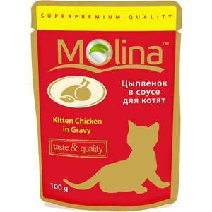 שקיות מולינה טעם # ו # עוף חתלתולים איכותי בעוף ברוטב ברוטב לחתלתולים 100 גרם (1150)