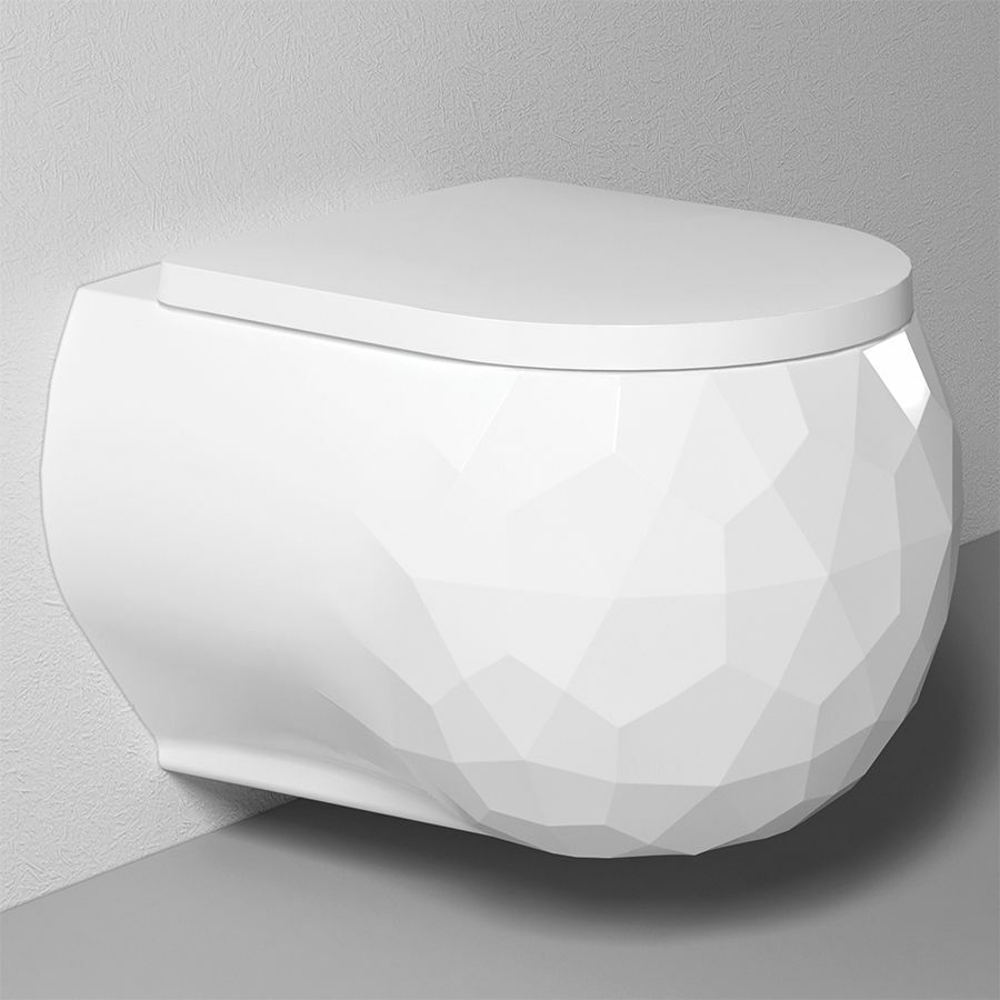 Vegghengt toalett uten kant med bidetfunksjon med mikroløftsete Bien Pent PNKA052N1VP1W3000