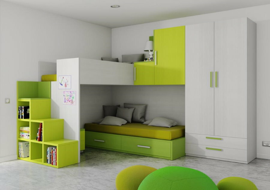 Ein Set modularer Möbel für ein modernes Kinderzimmer