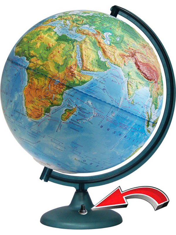 Globe Globe world Fiziskais 320 mm reljefs ar fona apgaismojumu un akumulatoru 16021