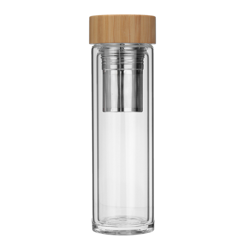 בקבוק מים זכוכית כפולה 450 מ" ל ספל ספורט חיצוני קמפינג תה ספל מים