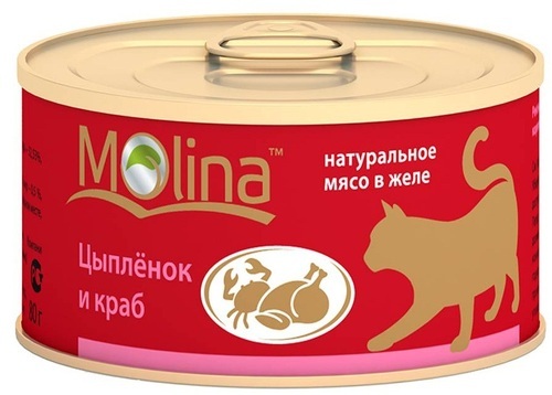 Kediler için Molina konservesi, yengeç, 80g