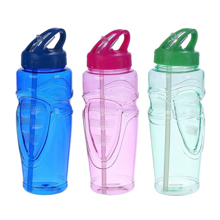 Water bottle 650 ml, sports, with a cup, mix, 7x24 cm