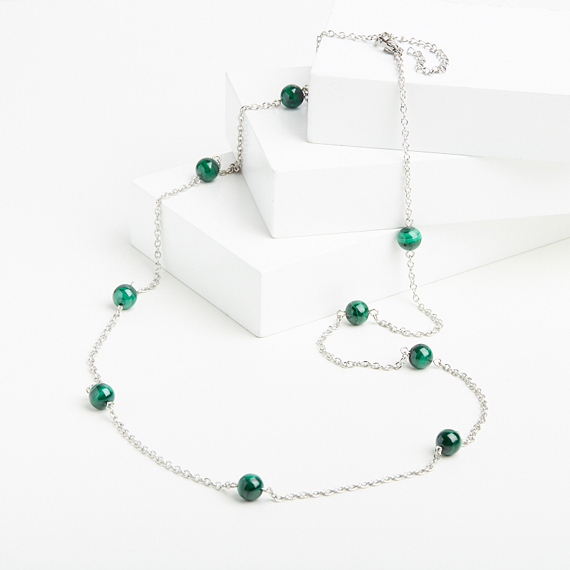 Beads malachite (chir. Steel) (chain) long 8 mm 77 cm (+7 cm)