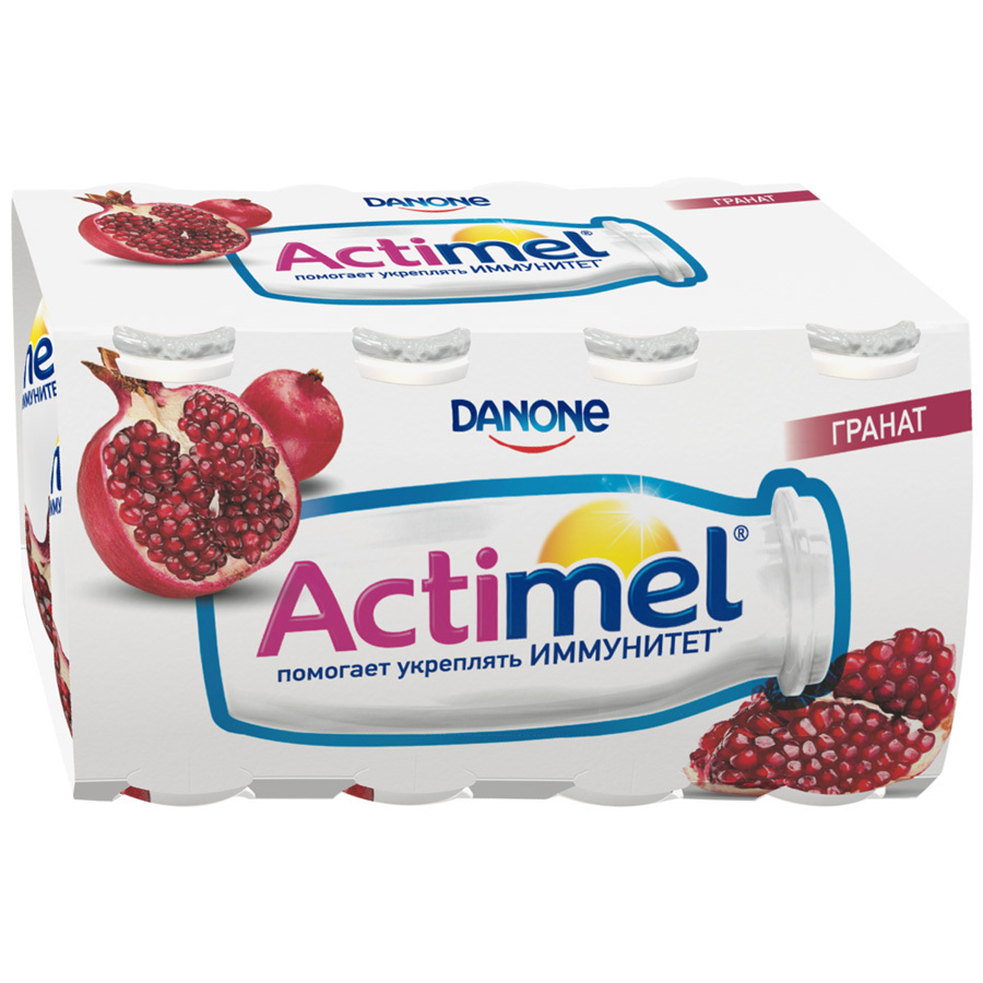 Raudzēts piena produkts Actimel Granātābols 2,5% 8 * 100 g