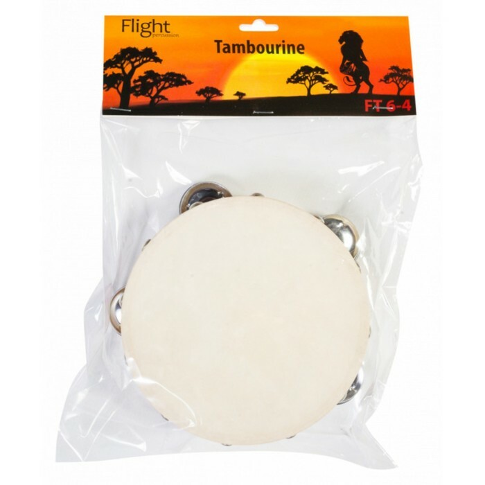 Tambourine FLIGHT FT 6-4 with 4 jingles, Size: 6 \ '(15cm), Composition: wood, metal