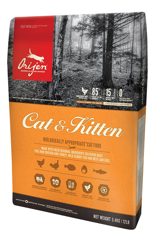 Suha hrana za mačke in mucke Orijen Cat # in # Kitten, piščanec, 0,34 kg