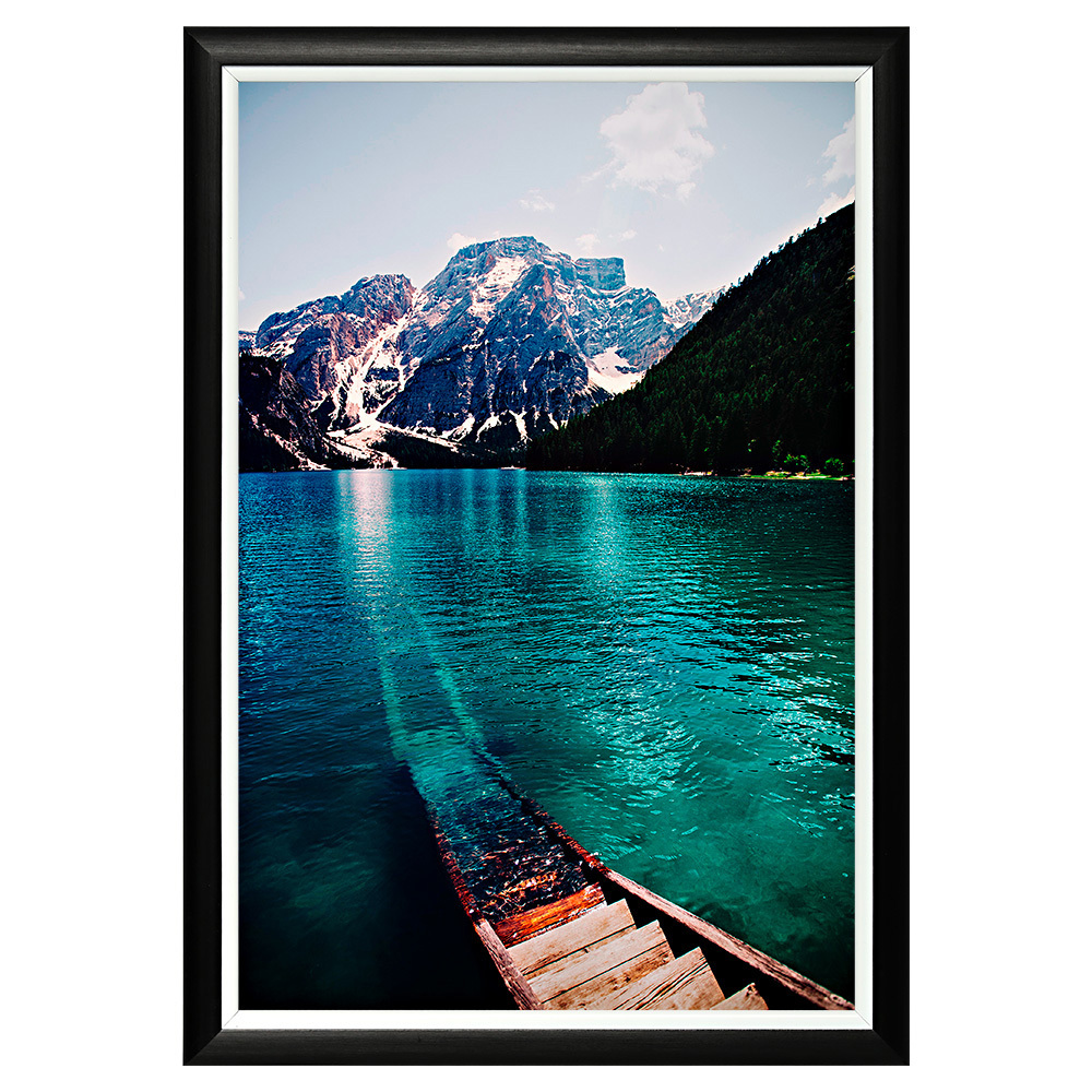Umetniški plakat jezera braies na oblikovalskem papirju