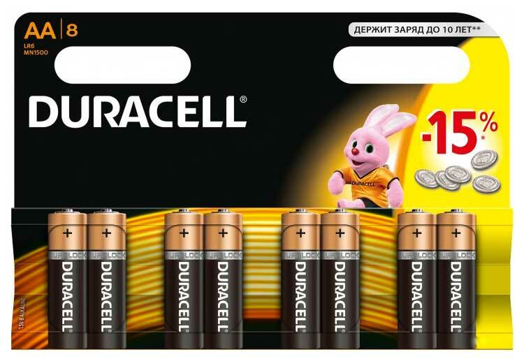סוללת Duracell Basic MN1500 AA 8 יח '