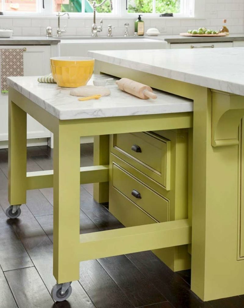 Výsuvný stůl v designu kuchyně 2019