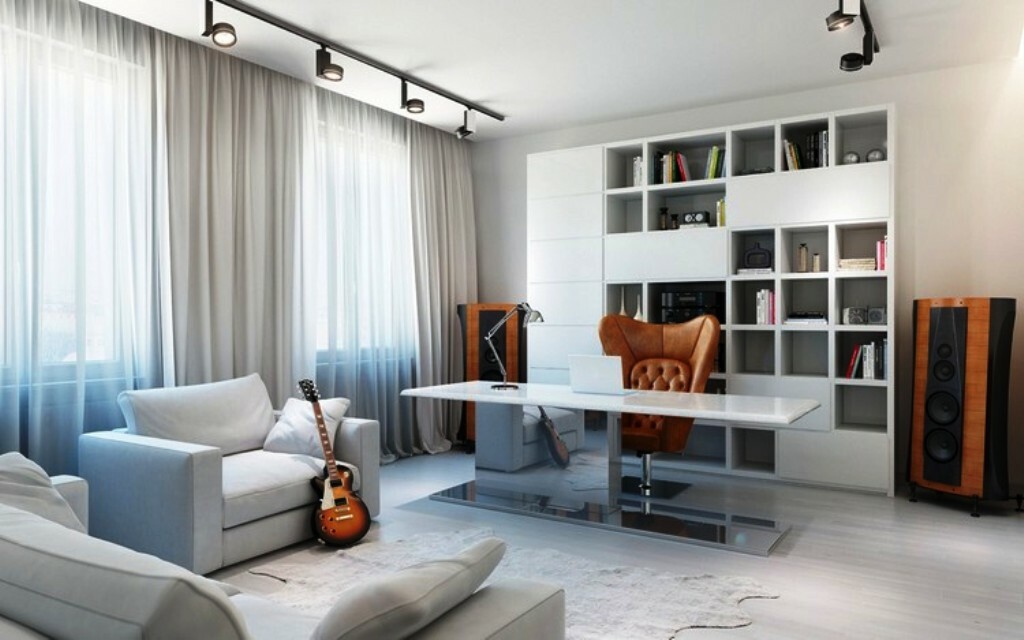 gabinete de design de interiores, piso, parede, teto
