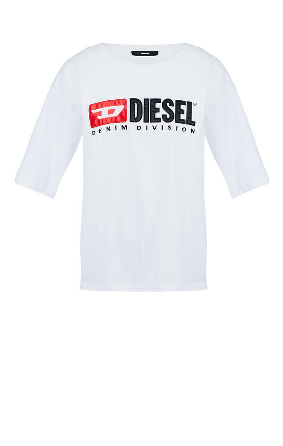 T-shirt da donna DIESEL 00SPB9 0CATJ 100 bianco/nero/rosso XXS
