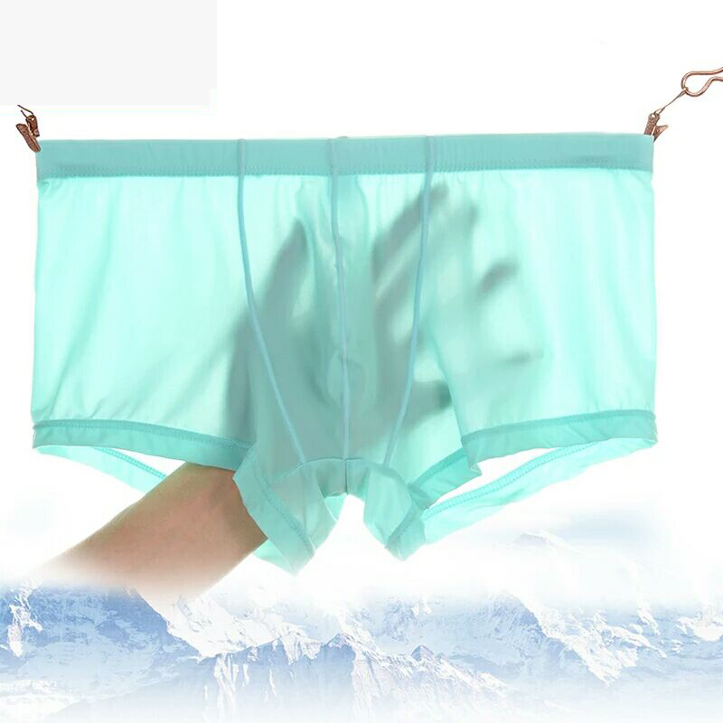 Thin Translucent Breathable Ice Silk Low Waist U Convex Boxers Briefs For Men