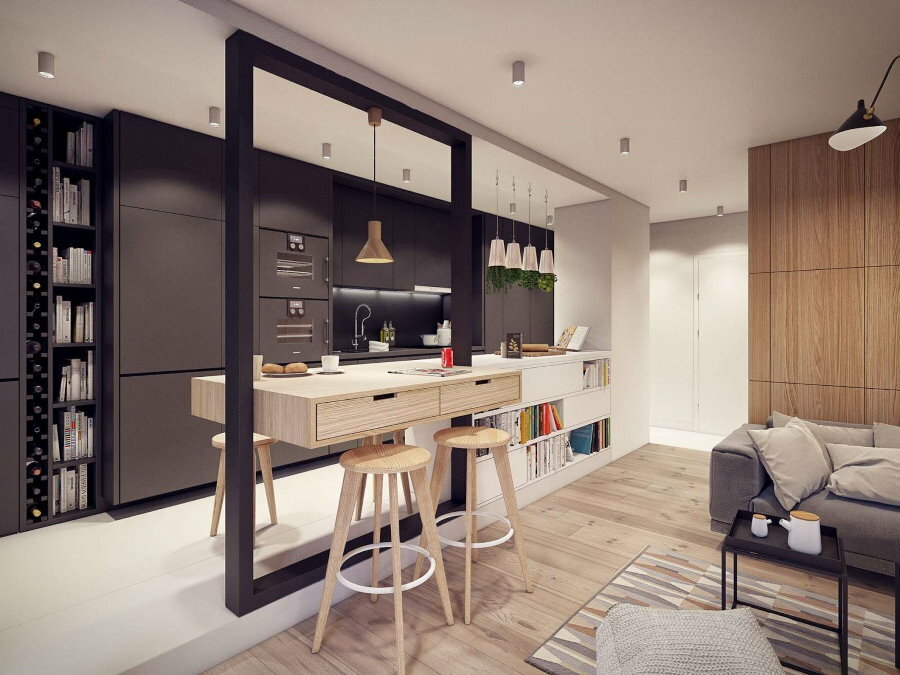 Ontwerp van een modern klein studio-appartement