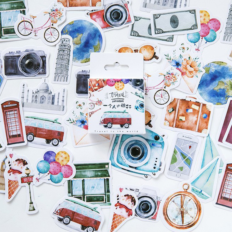 PC. / Bag Diy Cute Girl Paper Travel Stationery Stickers Vintage Romantic For Diary Decoration Scrapbooking