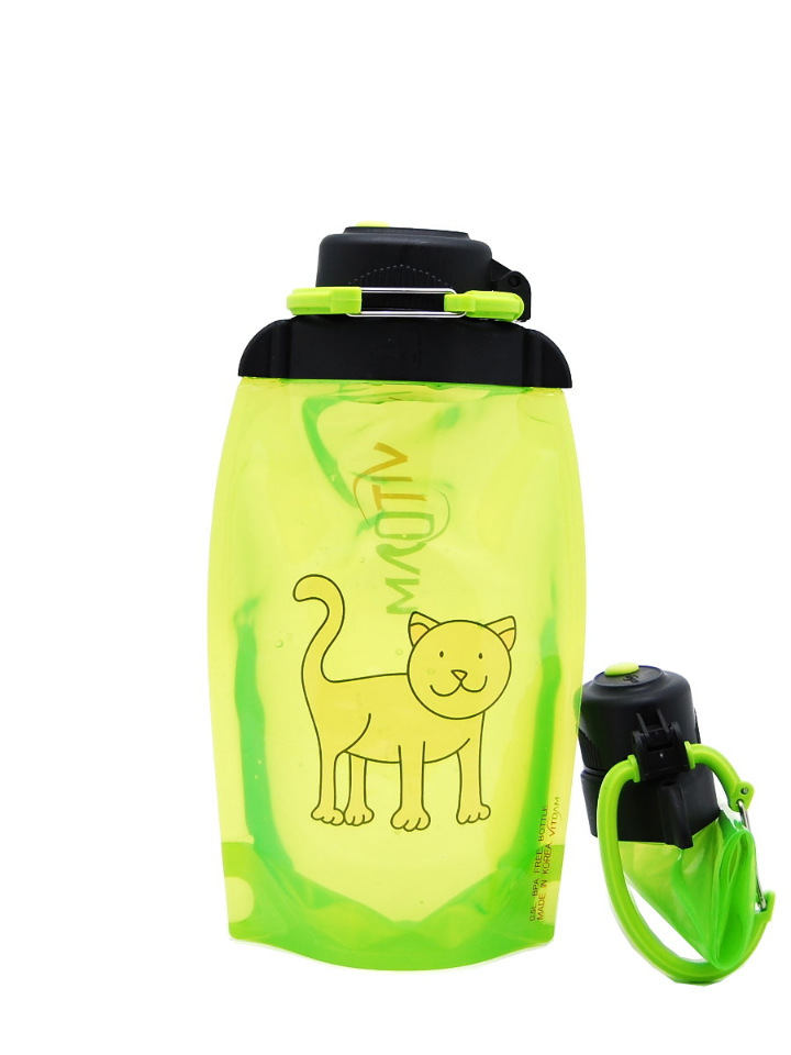 Botella ecológica plegable, amarillo-verde, volumen 500 ml (artículo B050YGS-609) con imagen