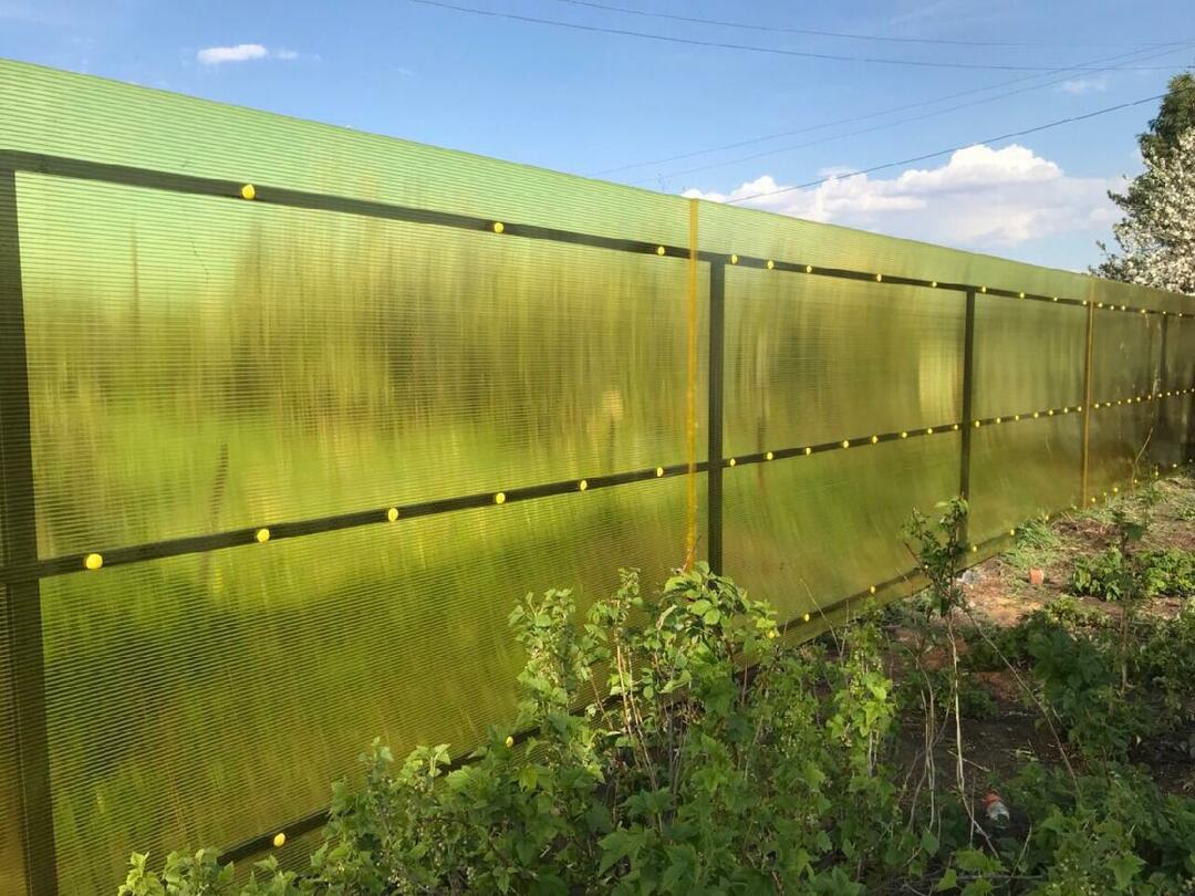 High fence made of translucent polycarbonate