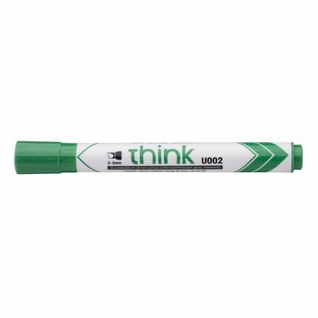 Beyaz tahta kalemi Deli EU00250 Eğimli düşünün pabuç 2-5mm yeşil 10 adet / kutu