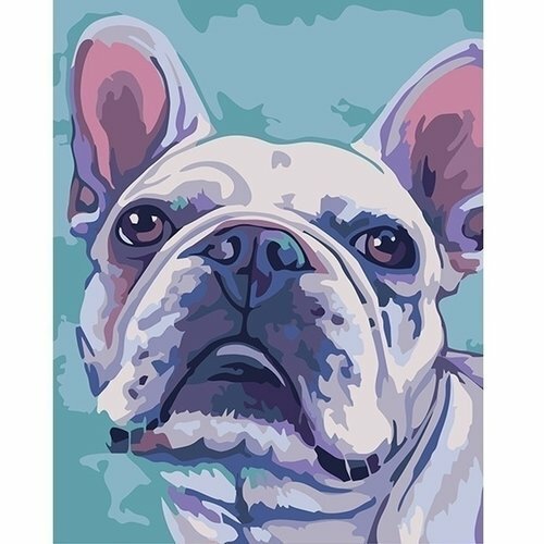 Lerretsmaleri med tall # og # quot; Bulldog # og # '', 13 x 16,5 cm