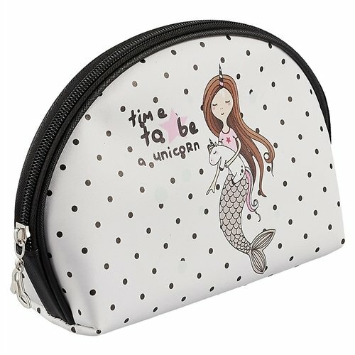 Cosmetic bag with zipper semicircle Mermaid and unicorn (21 * 13cm) (PVC box) (12-12058-VV-8780)