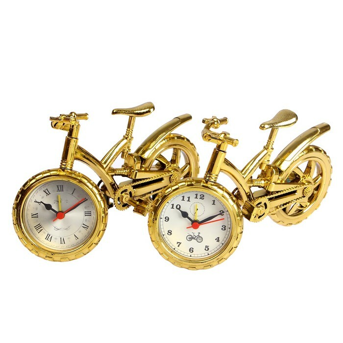 Allarme. Serie di trasporto. Bicicletta con pneumatici larghi, mix oro 15 * 25 cm