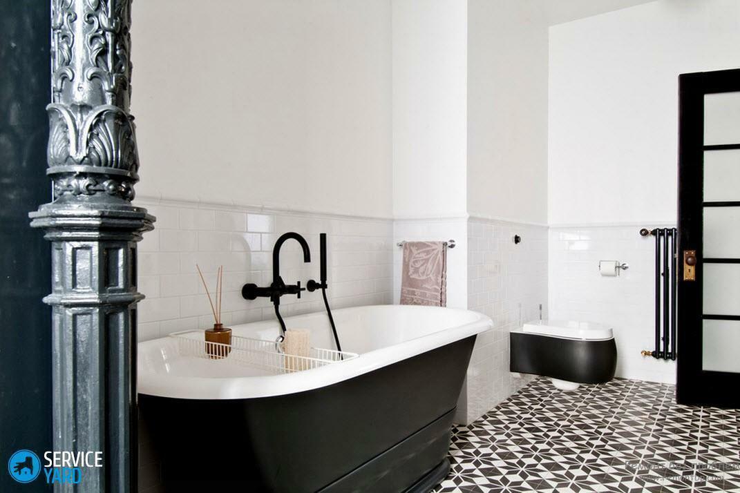 Design of a black and white bathroom