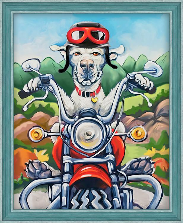 Elmas nakış " Bisikletçi köpeği"
