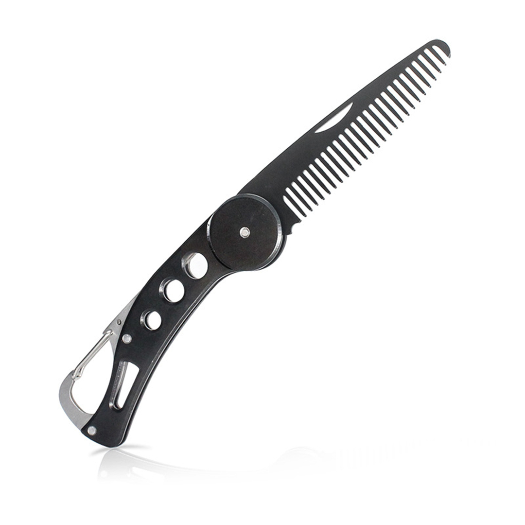Pocket Foldable Beard Styling Combs Male Shaving Comb Portable Mustache Stainless Steel Brush