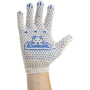 Gospodinjske rokavice HOZYAYKIN STANDARD, bombaž s PVC, 3 niti, 7,5 cl, 34 g, bele