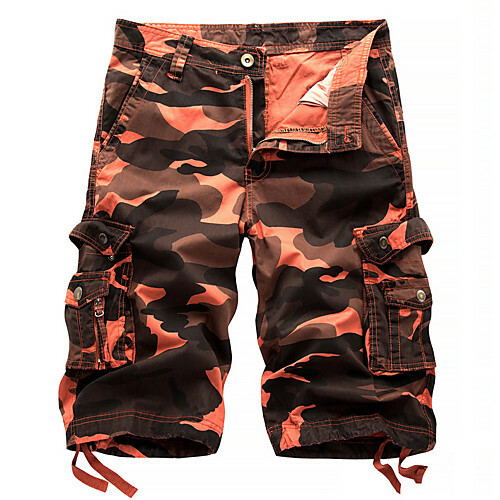 Husband. Army Shorts / Cargo Pants - Camouflage Red / Beach