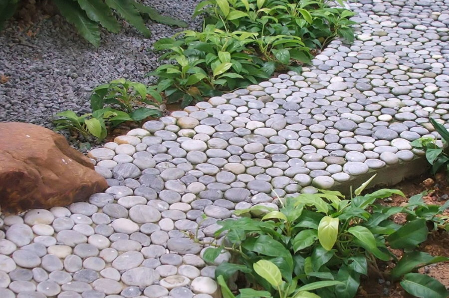 Small pebble garden path