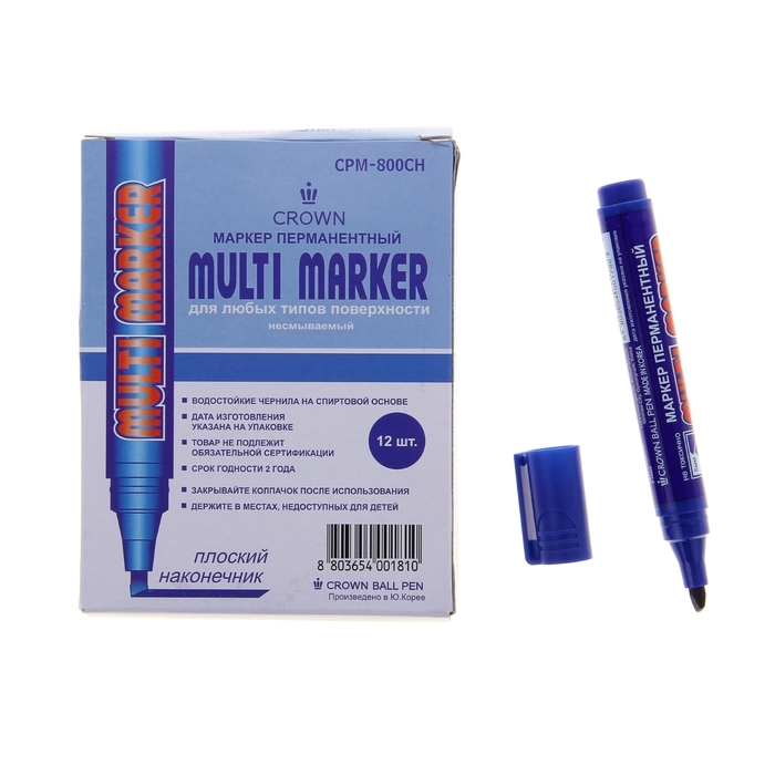 Permanent beveled marker 5.0-1.0 mm Crown MULTI MARKER blue CPM-800CH
