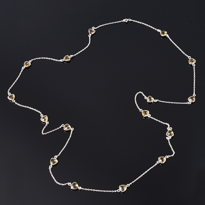 Perle di citrino (argento 925) (catena) taglio lungo 90 cm