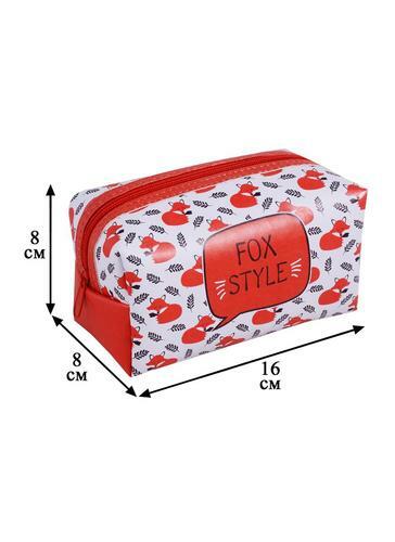 Fox tarzı fermuarlı kozmetik çantası (16x8) (PVC kutu)