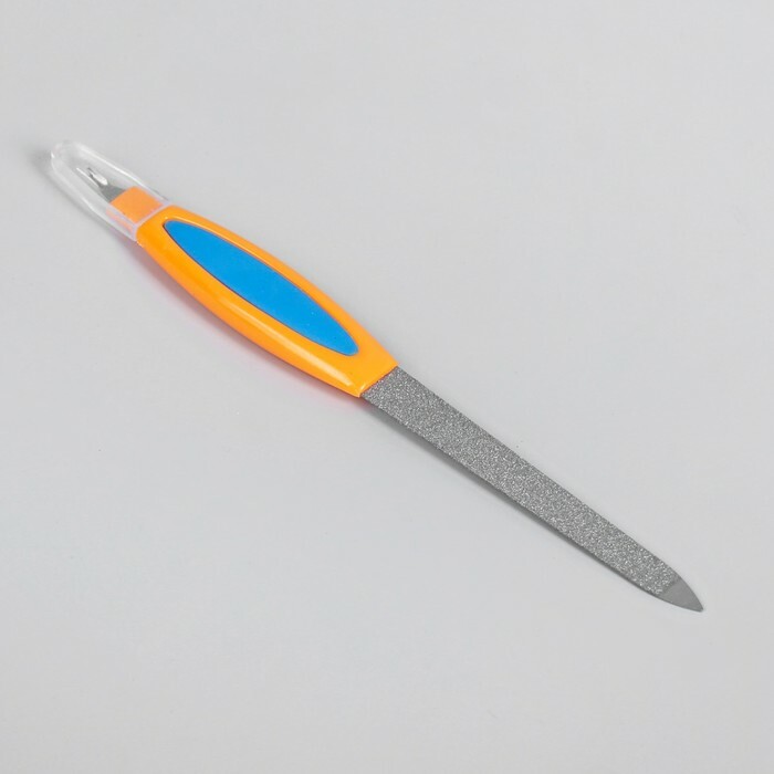 Metal trimmer file for nails, rubberized handle, 16cm, MIX color