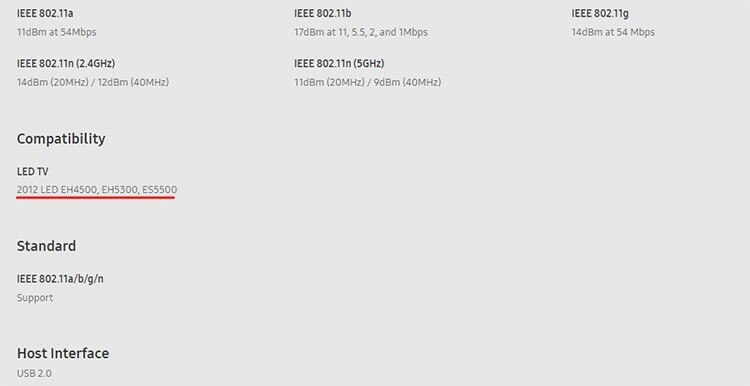 Sur le site Web de Samsung, vous pouvez trouver à la fois les spécifications et la compatibilité avec les modèles de téléviseurs