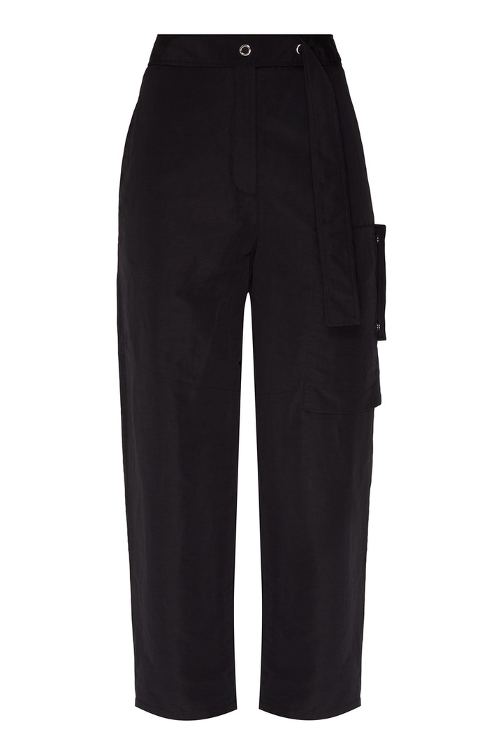 Black cotton and linen trousers